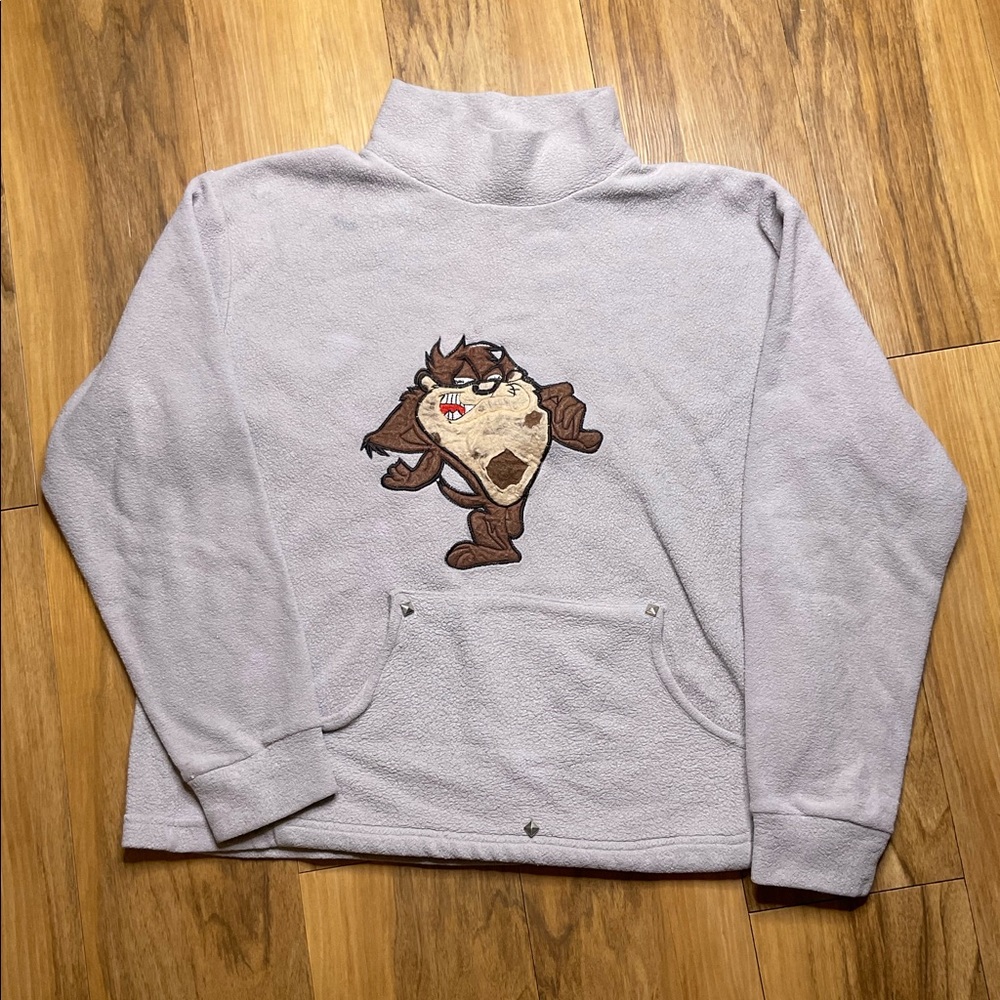 Warner Bros Looney Tunes Tasmanian Devil Grey Fleece Turtle Neck Sweatshirt